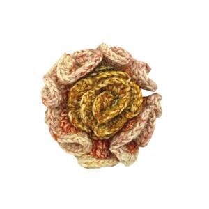 Crochet Floral Brooch Hand Crafted Swirl Pin Brown Rust Ombre Yarn Colorful New